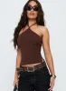 Baseline Halter Rib Top Chocolate sold by Princess Polly