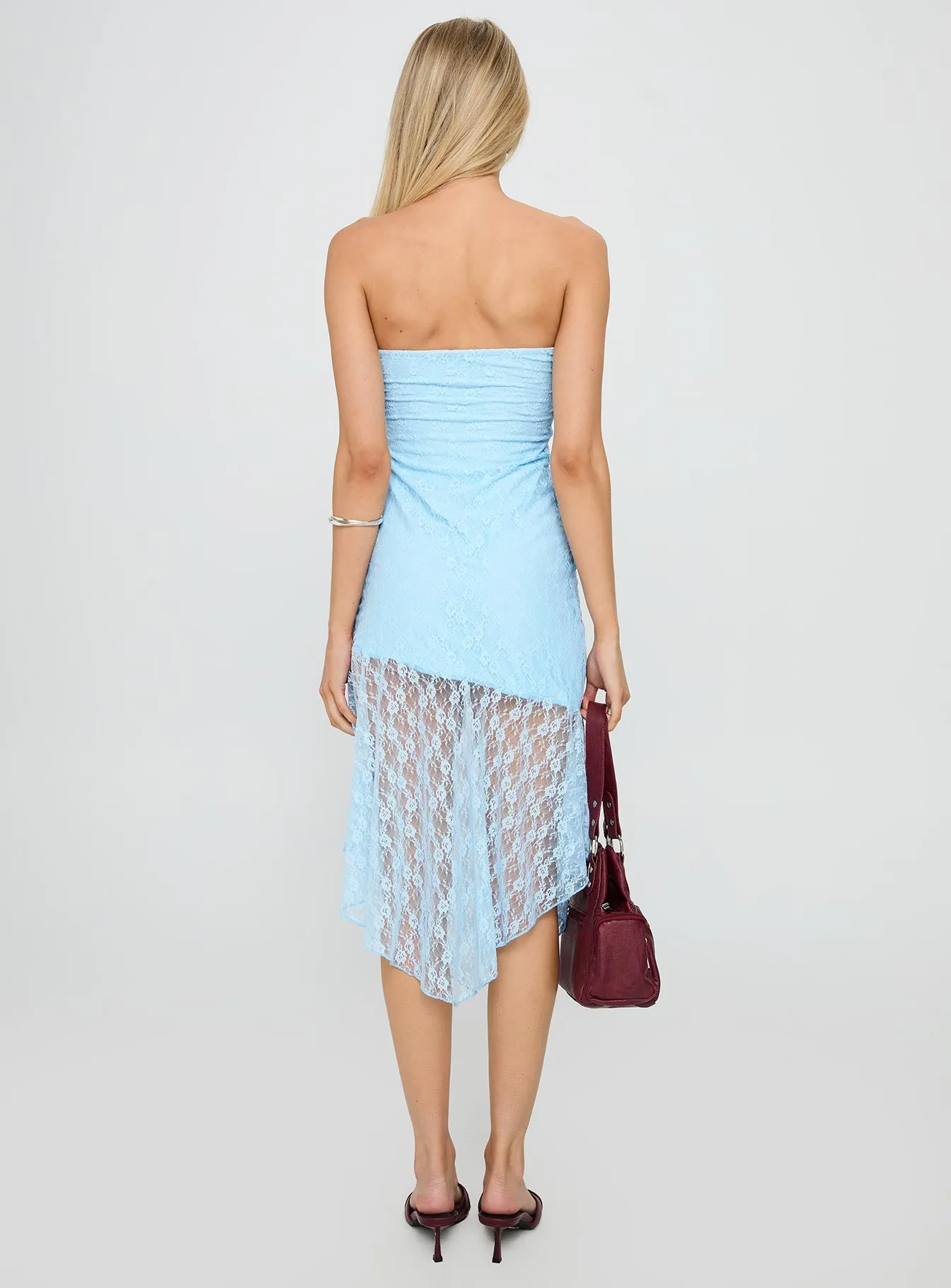 Nonchalant Strapless Lace Midi Dress Blue sold by Princess Polly product image thumbnail 5