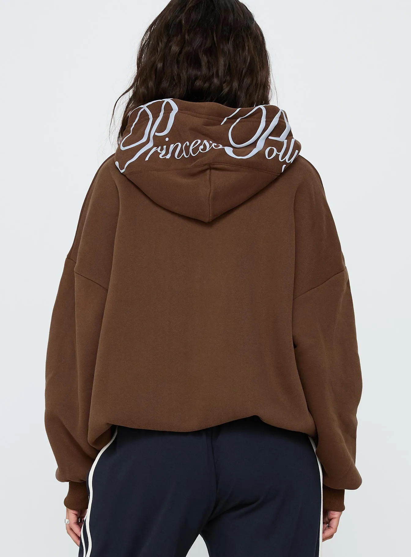 Princess Polly Script Text Graphic Hoodie Brown / Blue sold by Princess Polly product image thumbnail 5