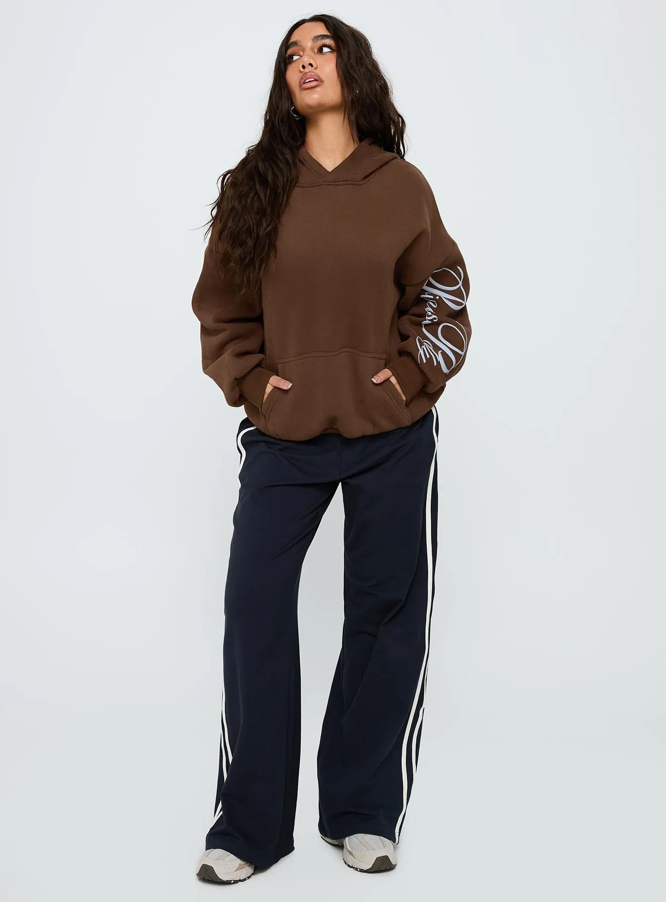 Princess Polly Script Text Graphic Hoodie Brown / Blue sold by Princess Polly product image thumbnail 3