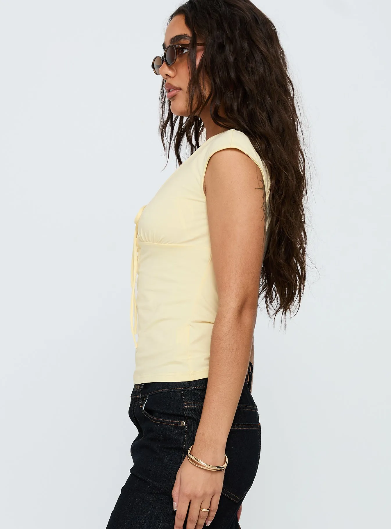 Glide Tie Up Top Butter sold by Princess Polly product image thumbnail 3