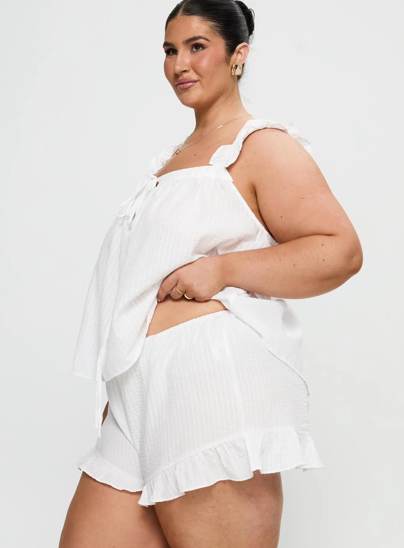 Santabelle Frill Shorts White Curve sold by Princess Polly product image thumbnail 4