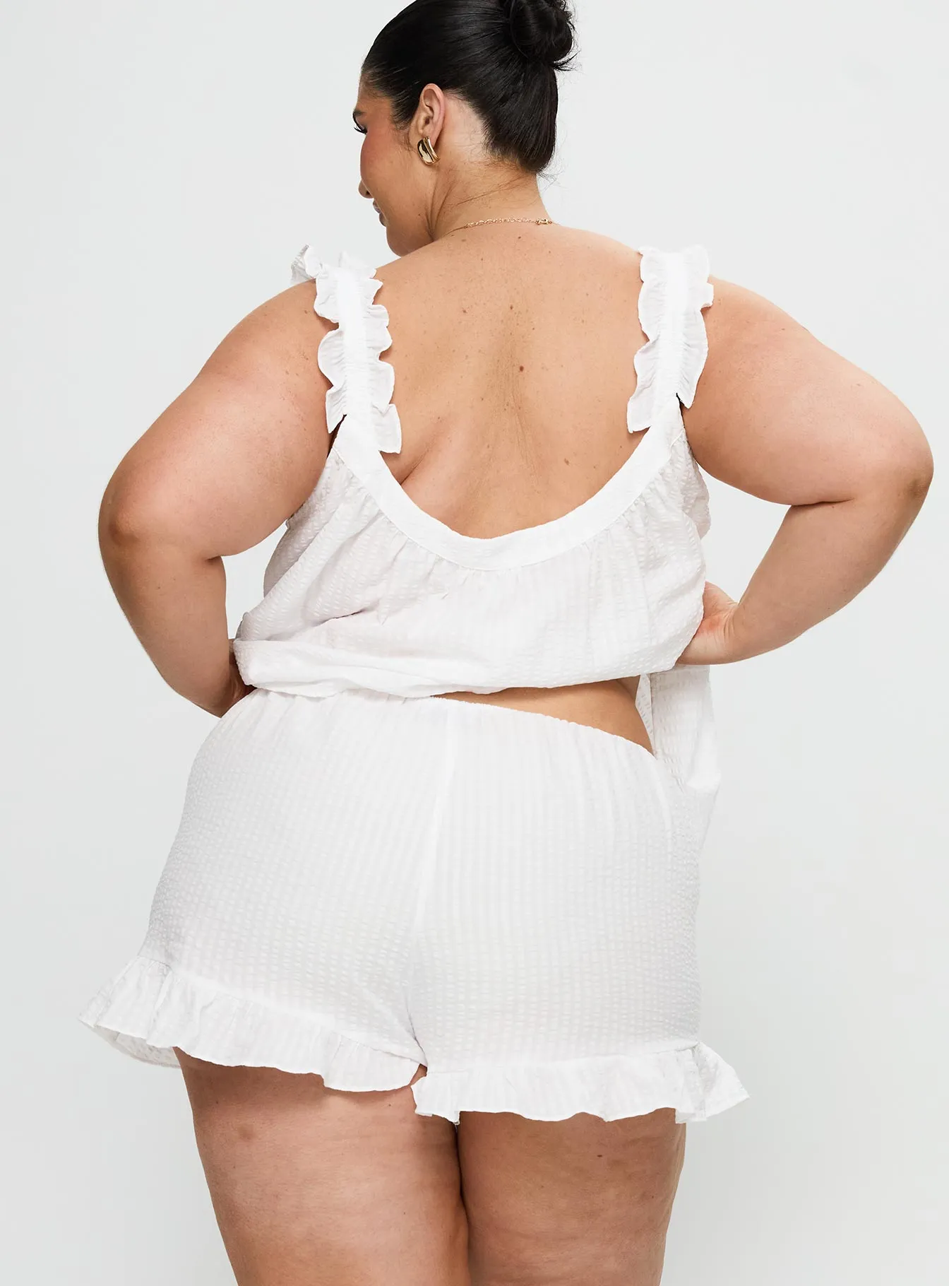 Santabelle Frill Shorts White Curve sold by Princess Polly product image thumbnail 5