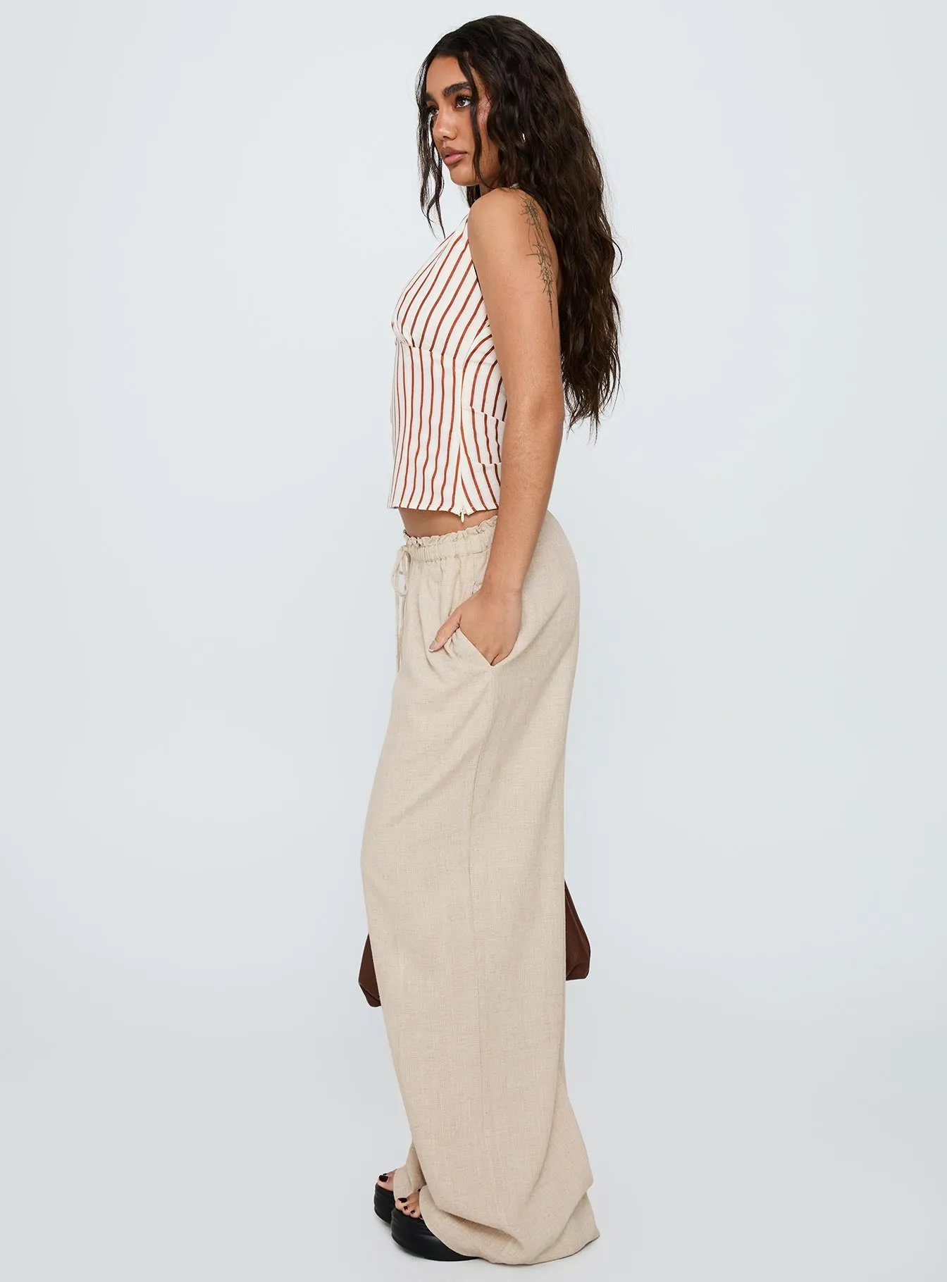 Seascape Oversize Tie Pants Natural sold by Princess Polly product image thumbnail 4