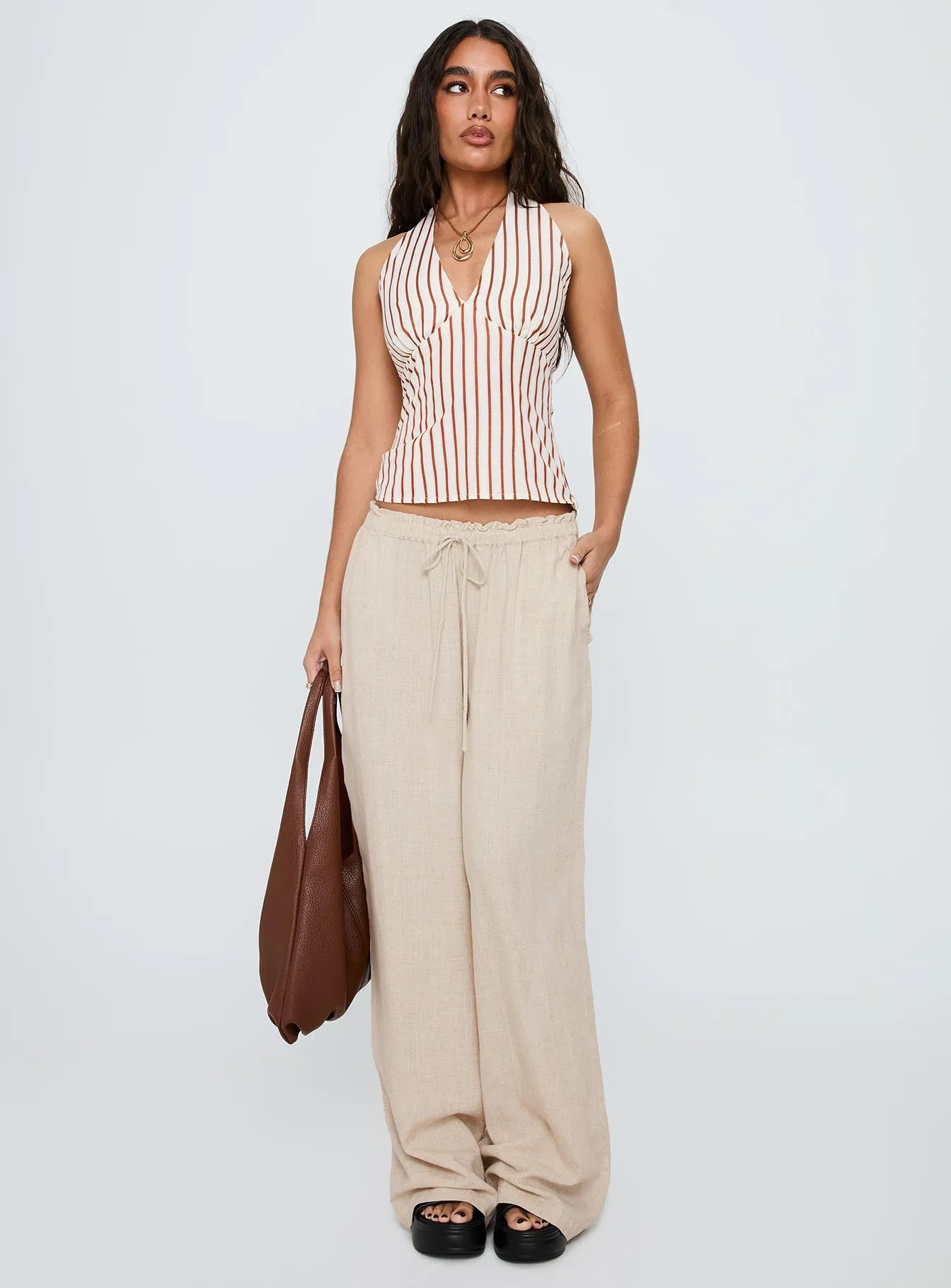 Seascape Oversize Tie Pants Natural sold by Princess Polly product image thumbnail 3