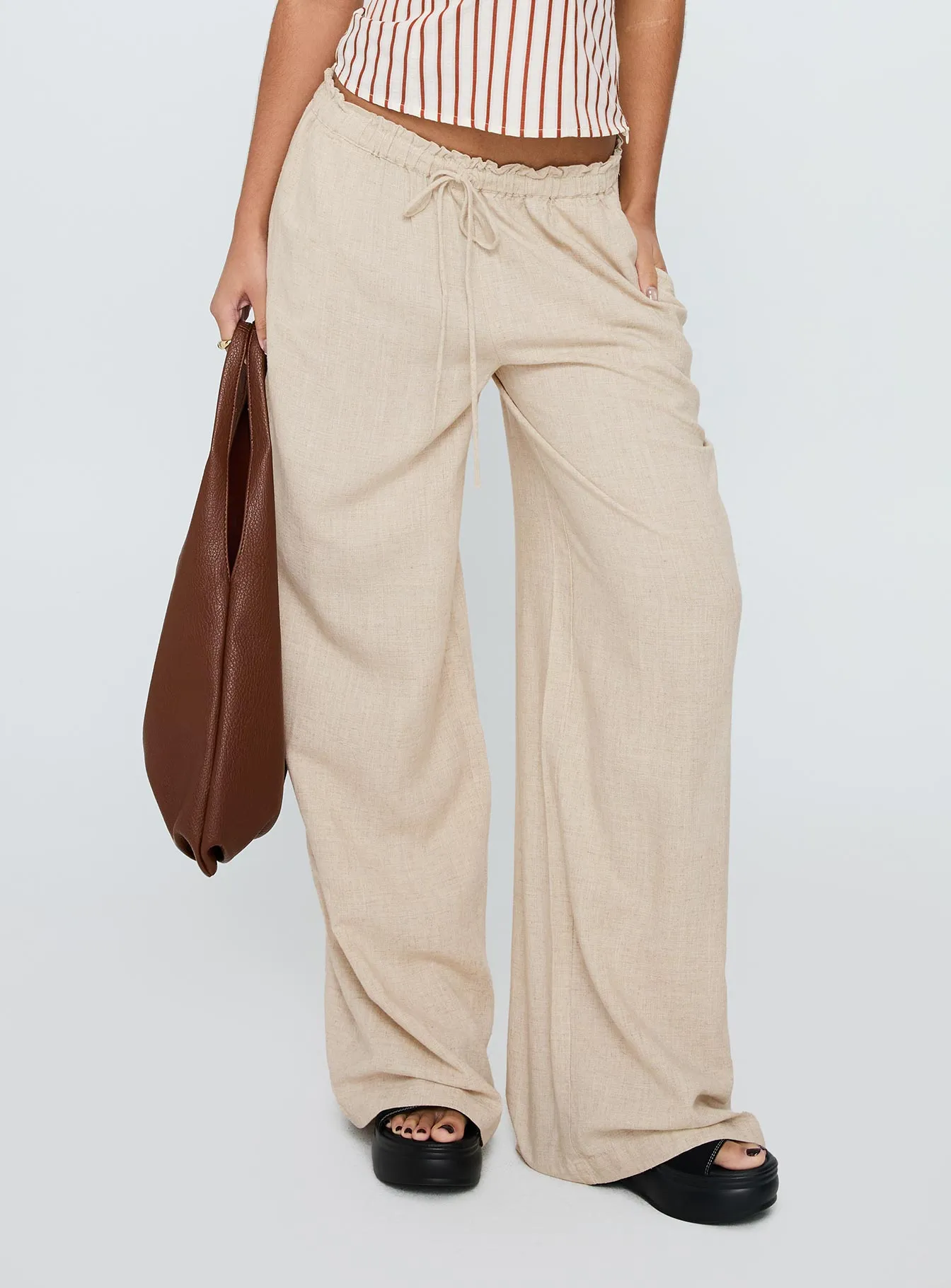 Seascape Oversize Tie Pants Natural sold by Princess Polly product image thumbnail 2