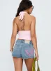Fly Butterfly Mid Rise Denim Shorts Mid Blue Wash sold by Princess Polly
