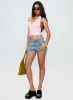 Fly Butterfly Mid Rise Denim Shorts Mid Blue Wash sold by Princess Polly