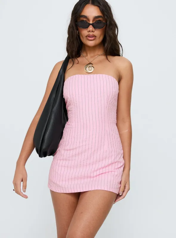 Yumiko Strapless Playsuit Pink sold by Princess Polly