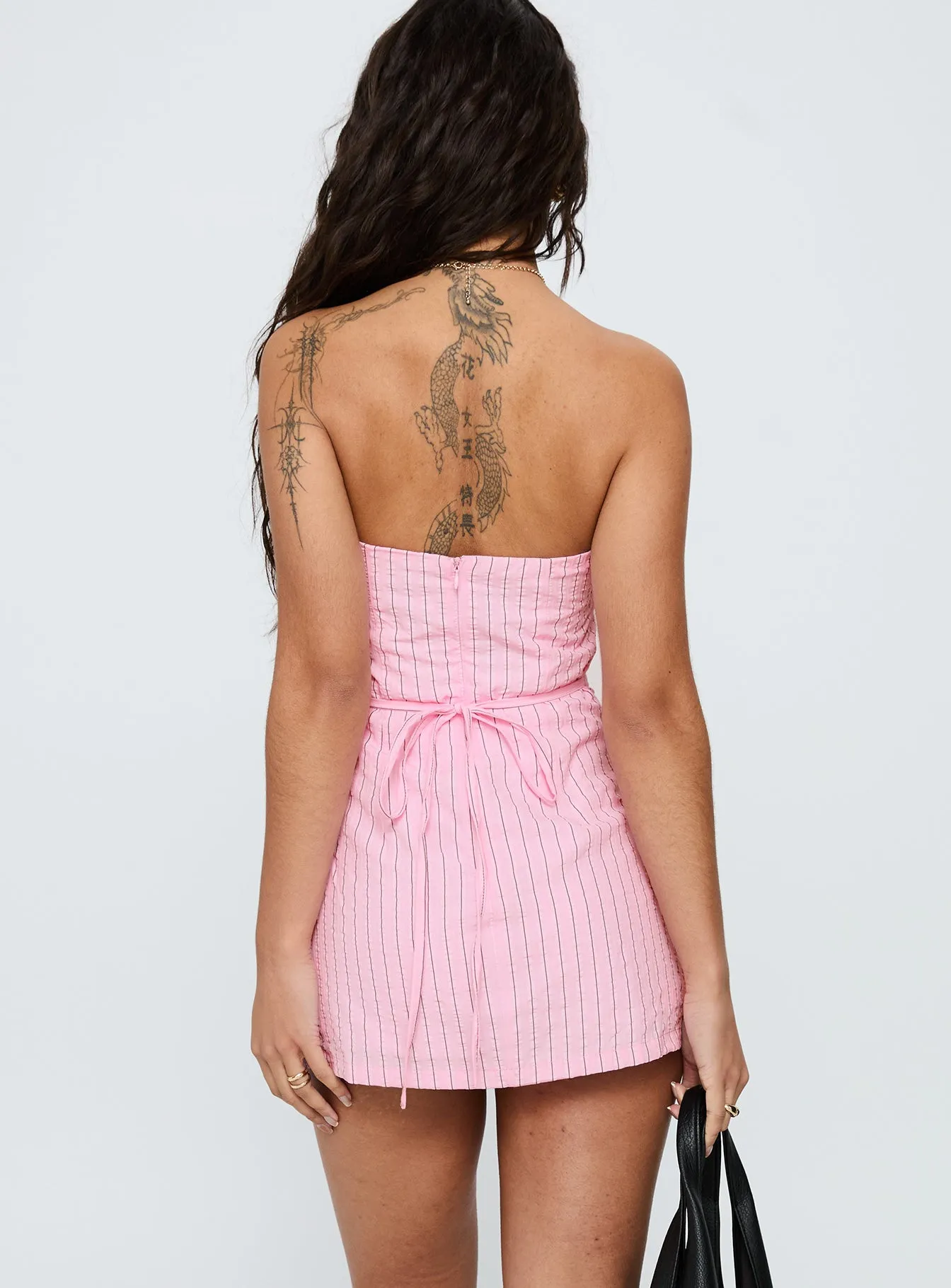 Yumiko Strapless Romper Pink sold by Princess Polly product image thumbnail 4