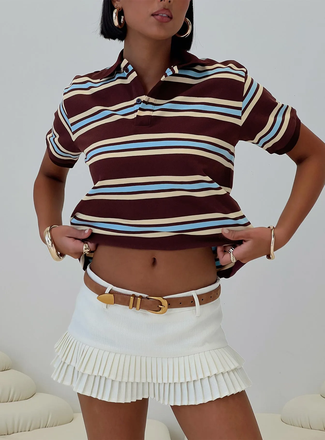 Leisure Polo Chocolate Multi sold by Princess Polly