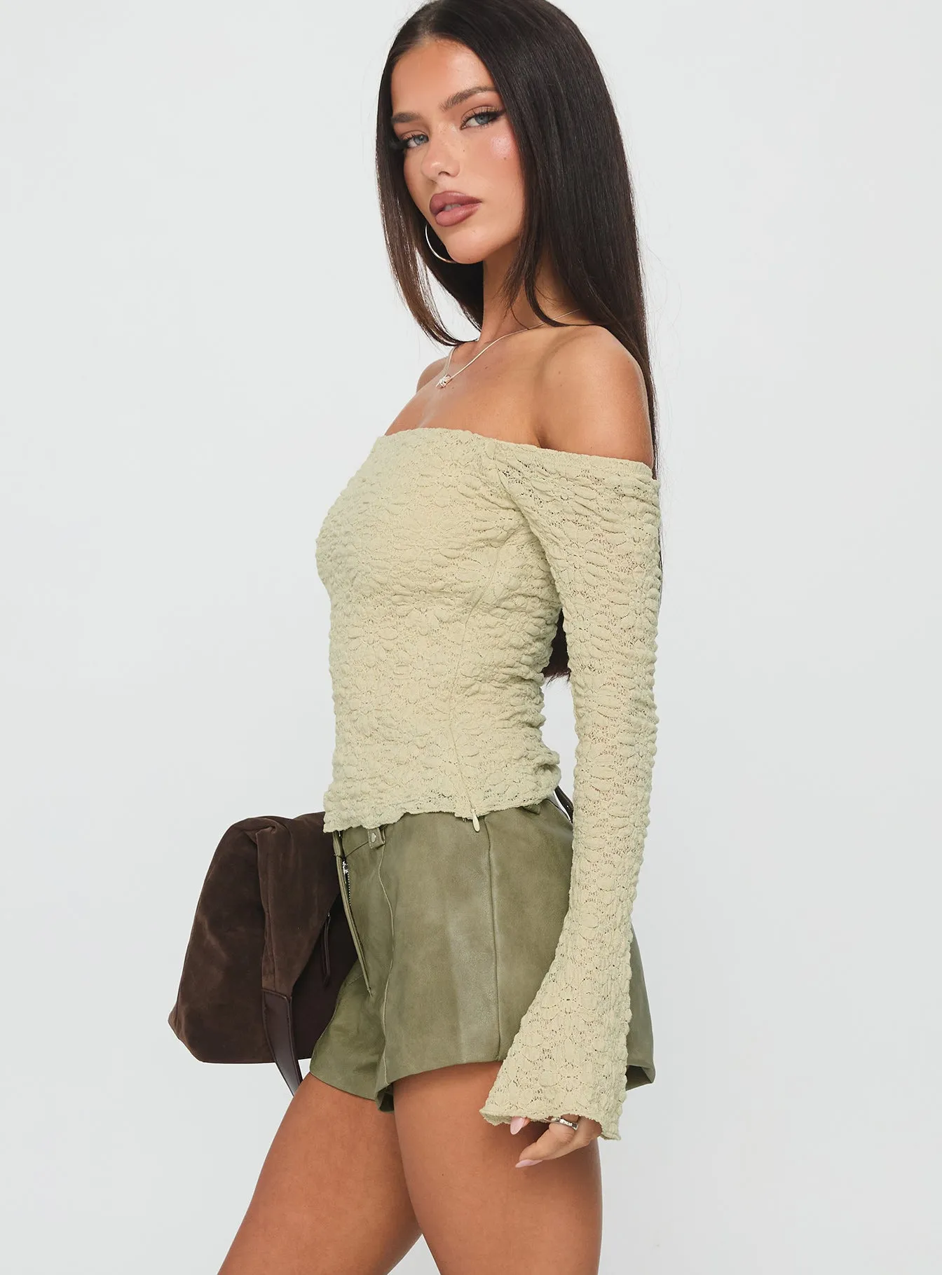 Kenickie Stud Micro Shorts Khaki sold by Princess Polly product image thumbnail 4