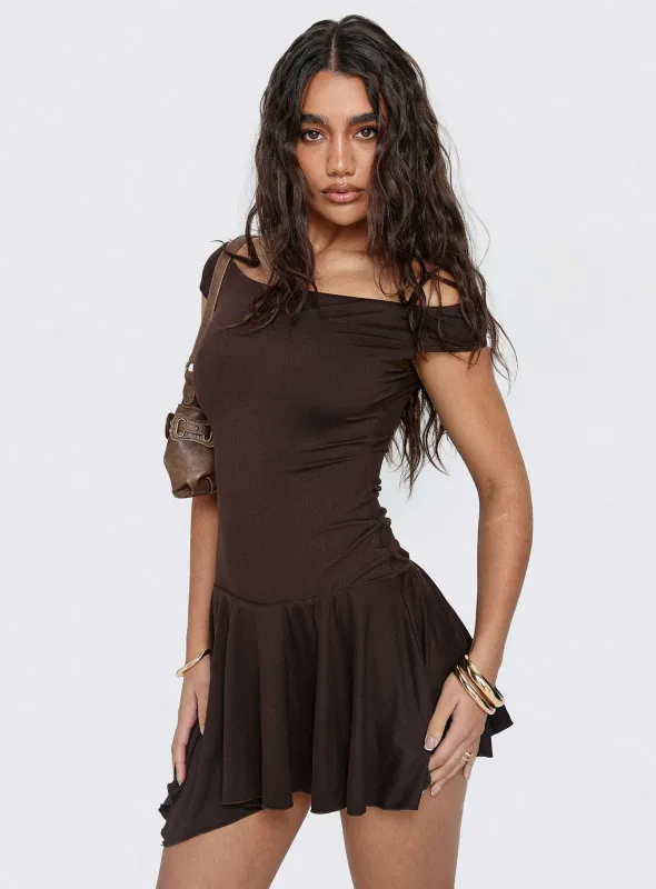 Got That Sense Strapless Playsuit Brown sold by Princess Polly
