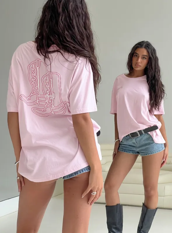 Howdy Partner Oversized Graphic Tee Pink sold by Princess Polly