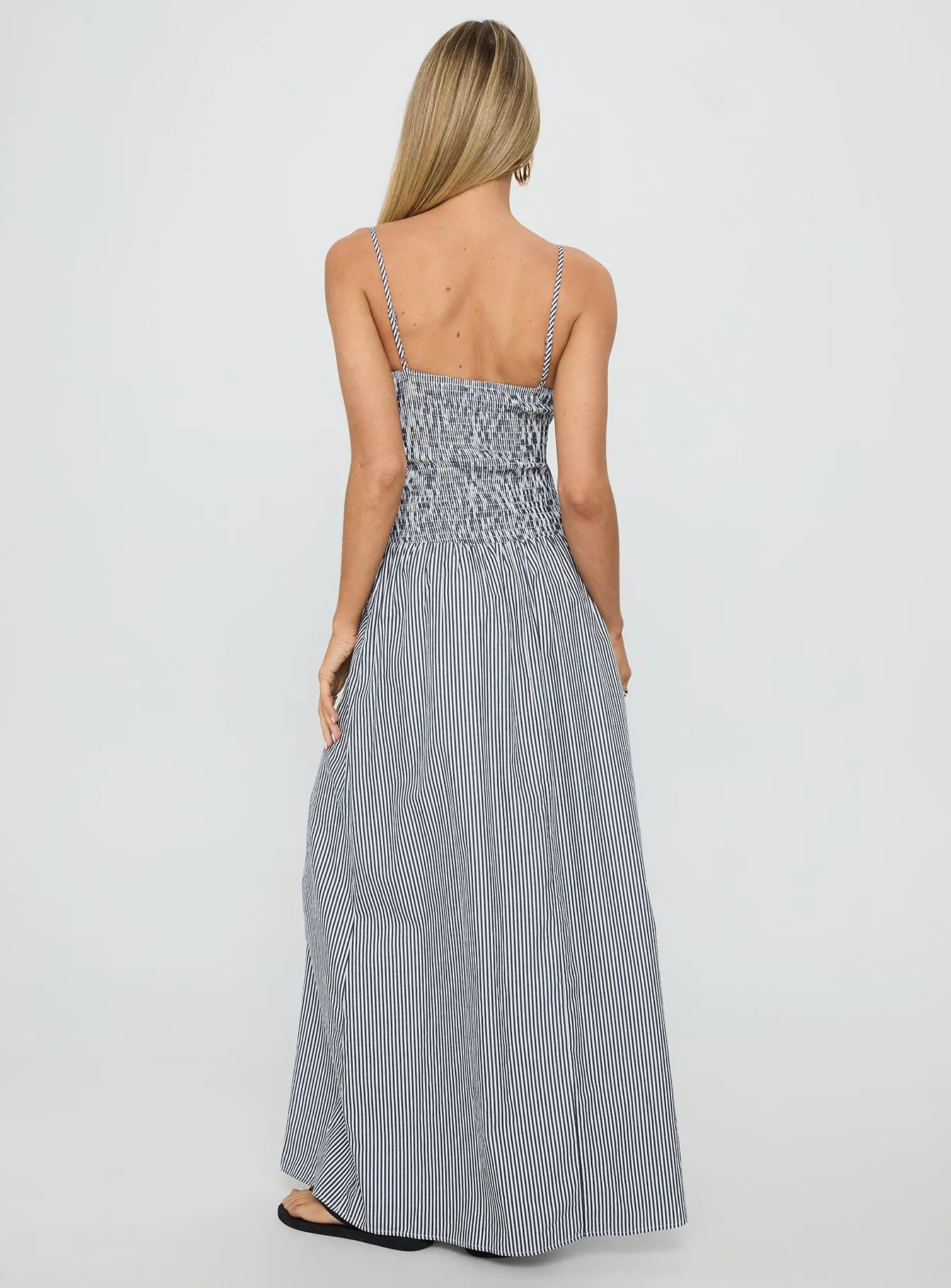 Kosie Shirred Maxi Dress Blue Stripe sold by Princess Polly product image thumbnail 4