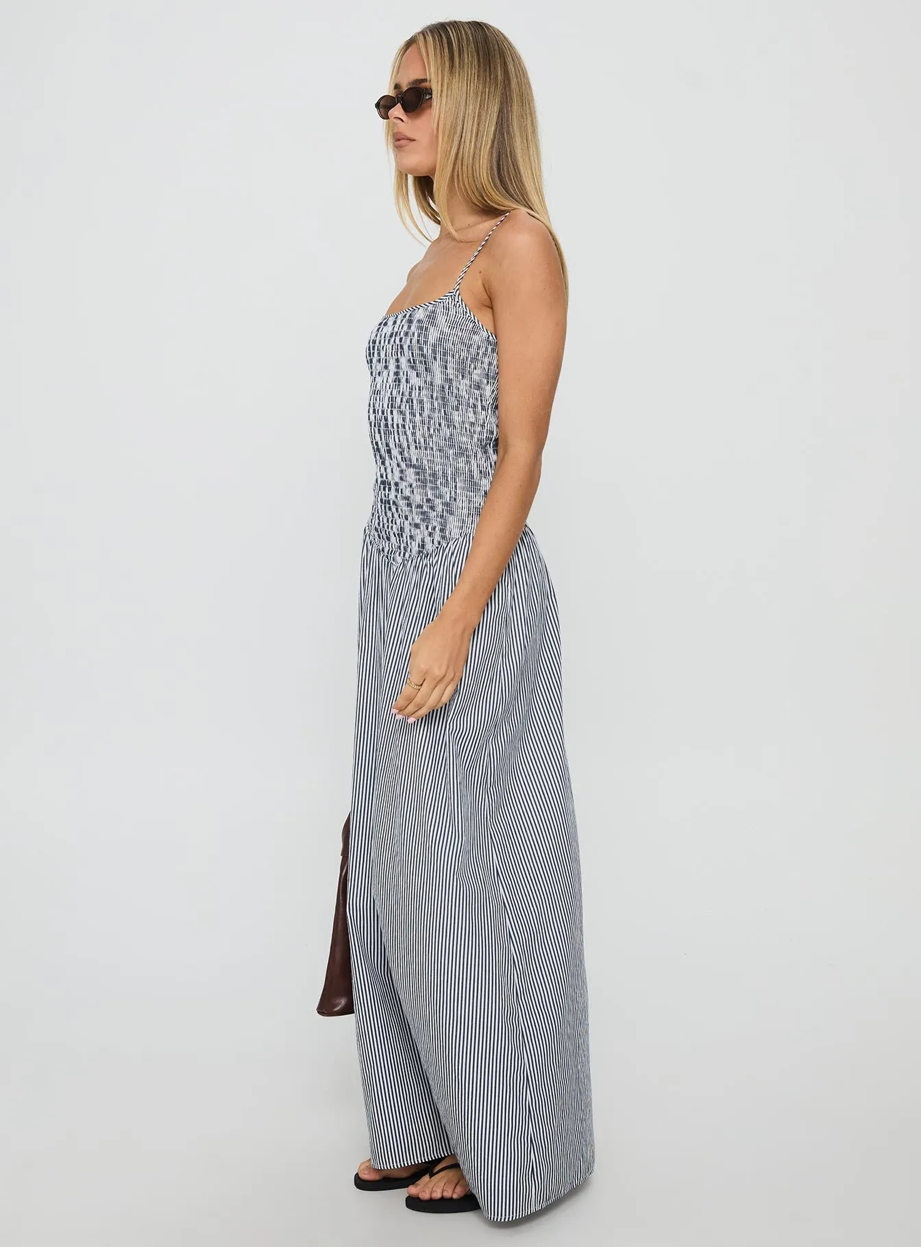 Kosie Shirred Maxi Dress Blue Stripe sold by Princess Polly product image thumbnail 3