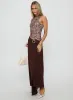 Nola Hardware Slit Maxi Skirt Brown sold by Princess Polly