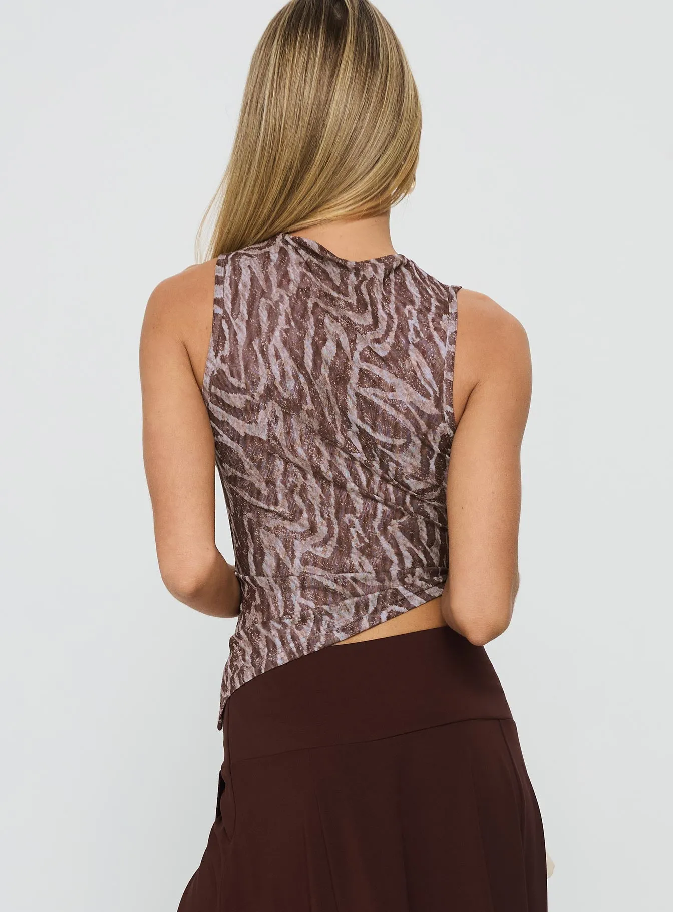 Sunburn Asymmetrical Top Brown Zebra sold by Princess Polly product image thumbnail 5