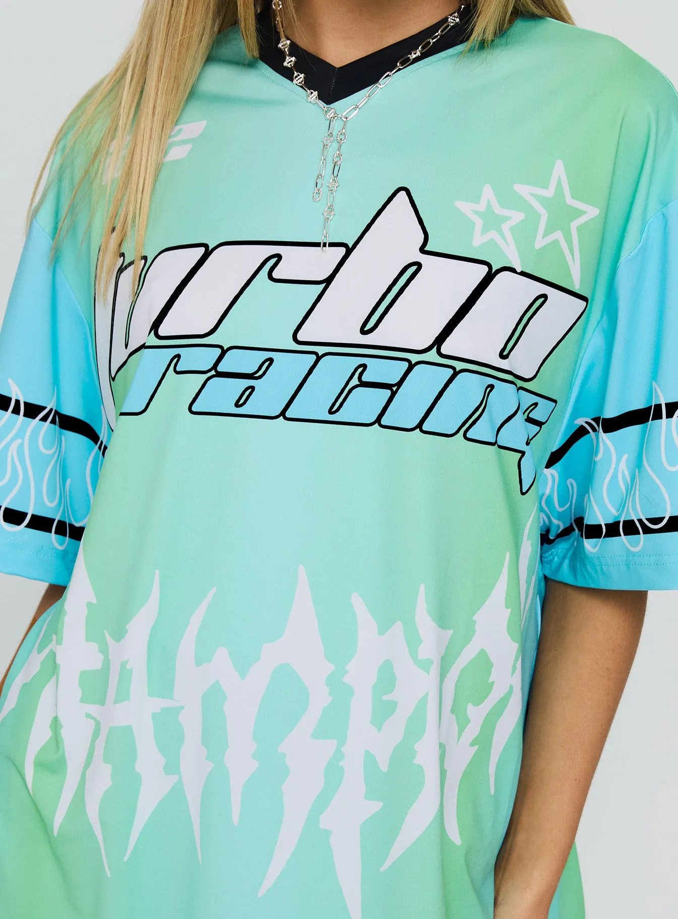 Turbo Champion Moto Jersey Top Blue / Green sold by Princess Polly product image thumbnail 5