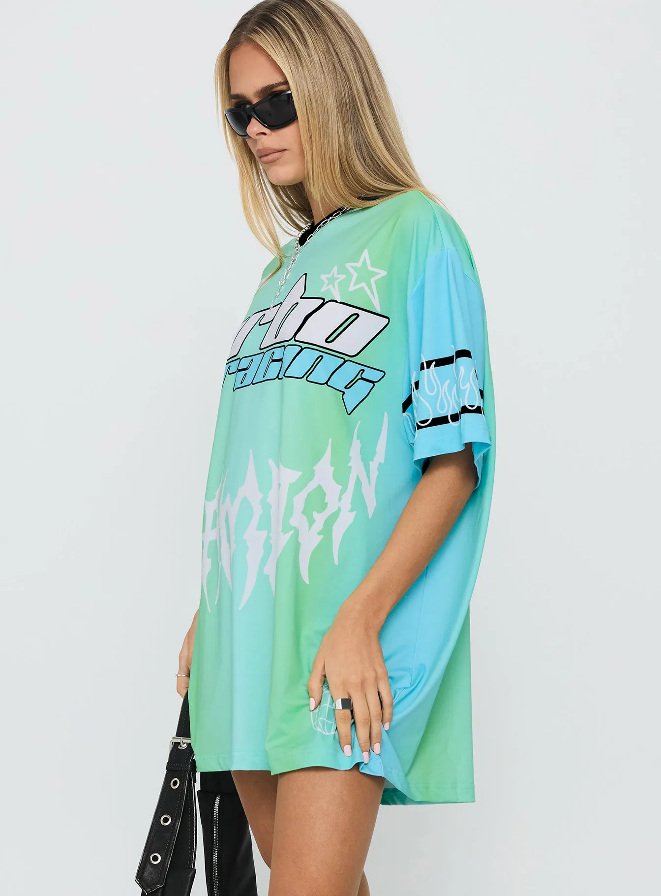 Turbo Champion Moto Jersey Top Blue / Green sold by Princess Polly product image thumbnail 3