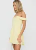 Rosebud Off The Shoulder Mini Dress Lemon sold by Princess Polly