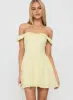 Rosebud Off The Shoulder Mini Dress Lemon sold by Princess Polly