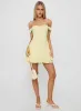 Rosebud Off The Shoulder Mini Dress Lemon sold by Princess Polly