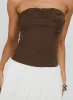 Sicialia Strapless Mini Dress Brown / White sold by Princess Polly