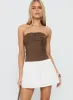 Sicialia Strapless Mini Dress Brown / White sold by Princess Polly