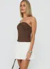 Sicialia Strapless Mini Dress Brown / White sold by Princess Polly