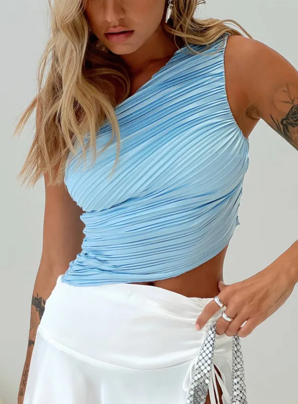 Brinstead One Shoulder Top Blue sold by Princess Polly