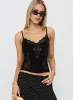 Rhiara Lace Trim Top Black sold by Princess Polly
