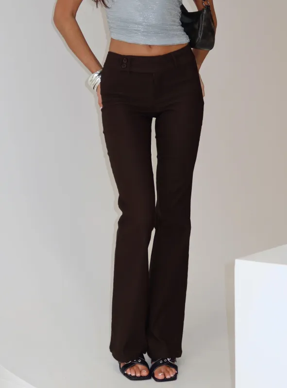 Kinkirk Flared Pants Chocolate Tall sold by Princess Polly