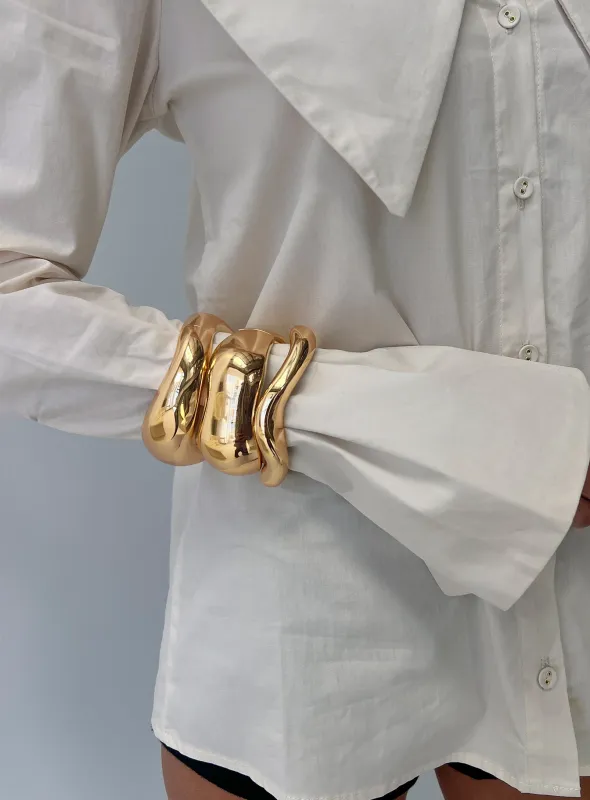 Hot Gossip Cuff Set Gold sold by Princess Polly