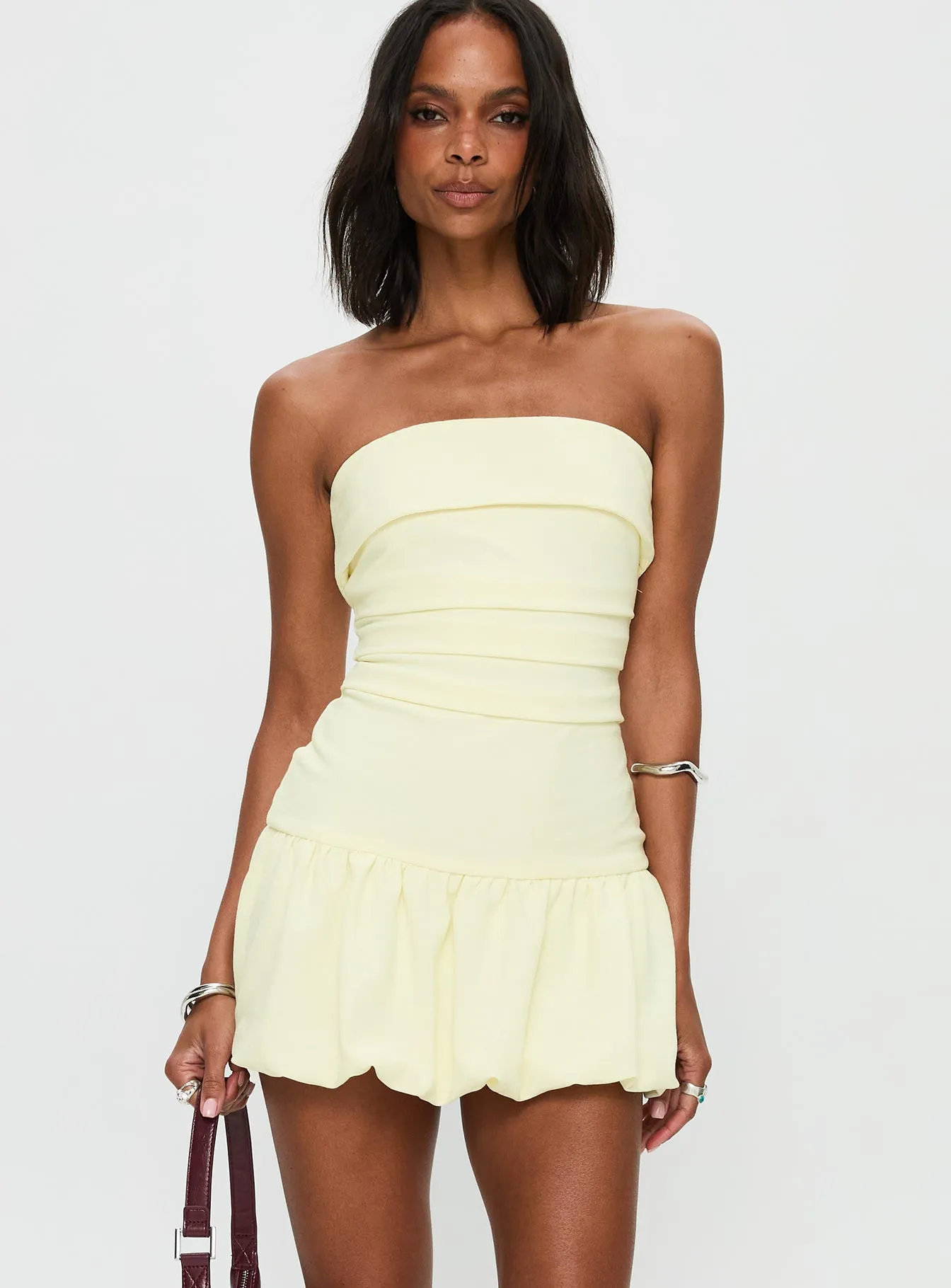 Mousse Strapless Mini Dress Lemon Tall sold by Princess Polly product image thumbnail 2