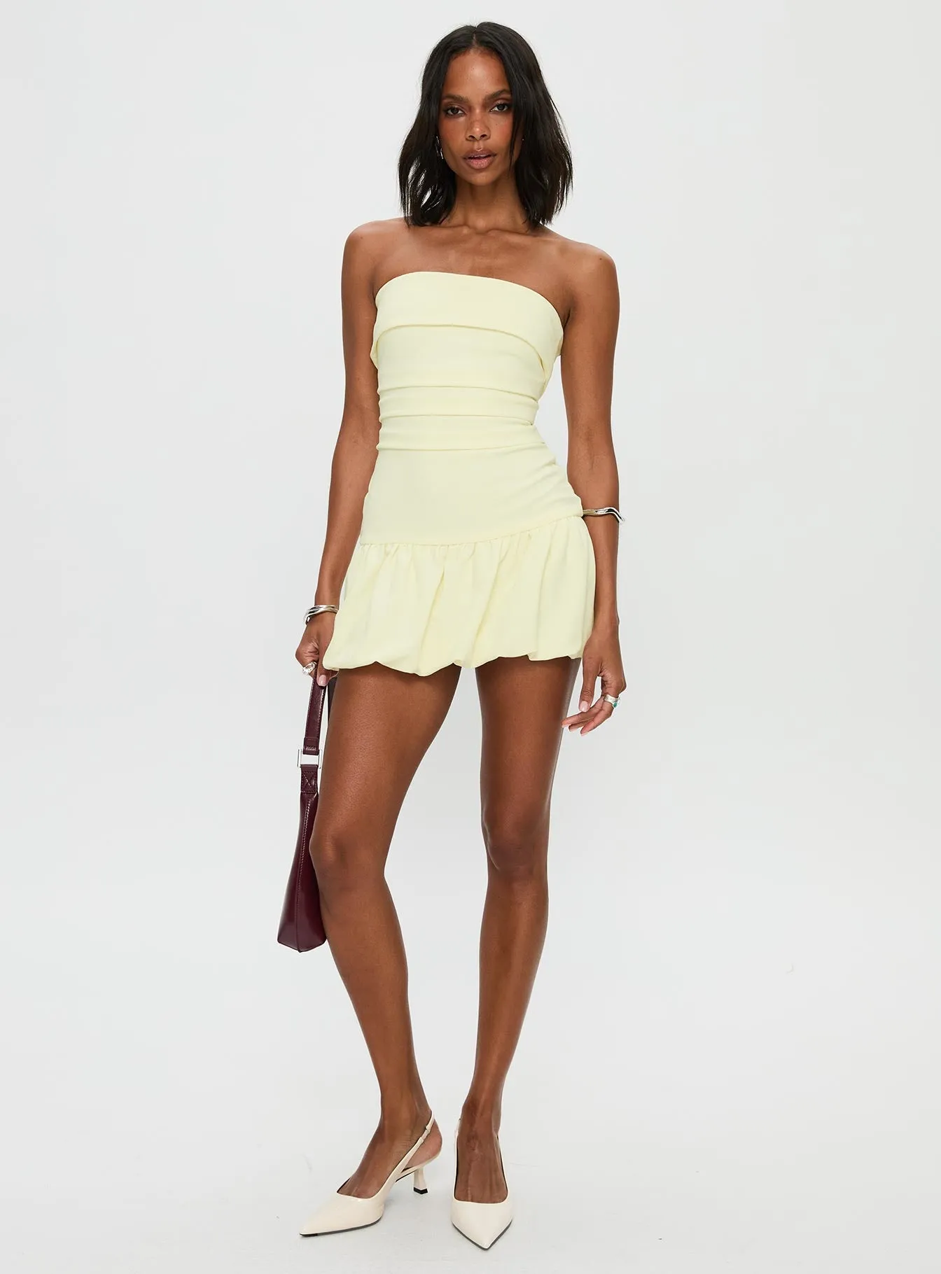 Mousse Strapless Mini Dress Lemon Tall sold by Princess Polly product image thumbnail 3