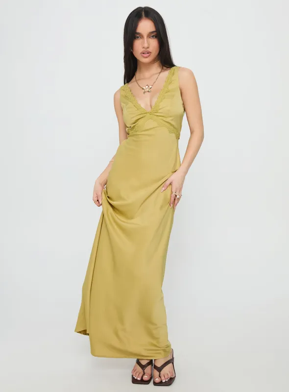 Galloway Maxi Dress Chartreuse sold by Princess Polly
