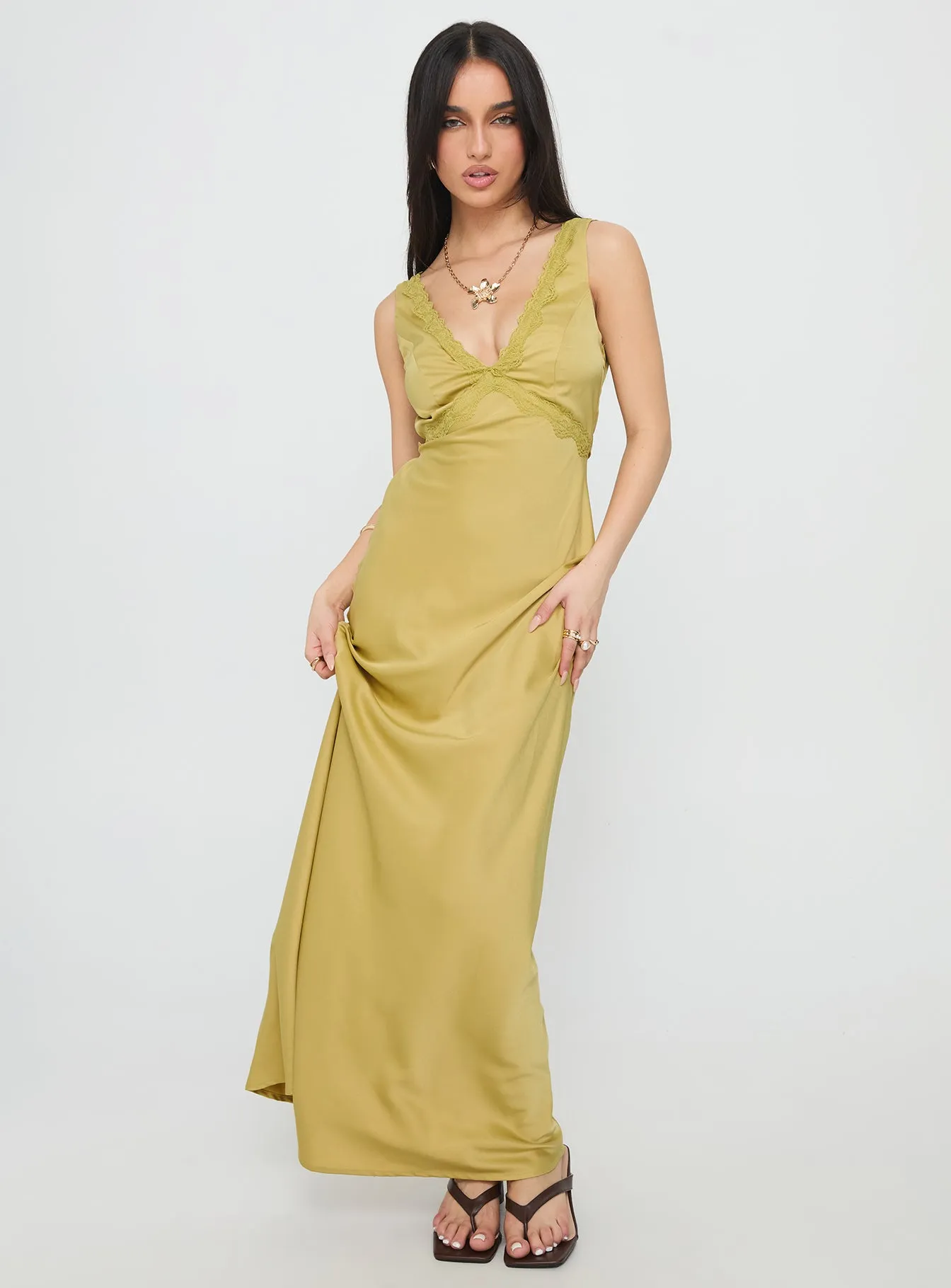 Galloway Maxi Dress Chartreuse sold by Princess Polly
