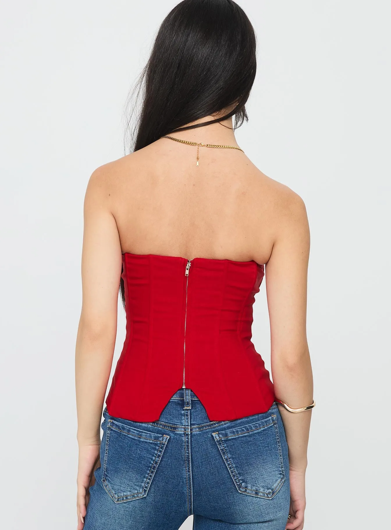 Kaetlyn Strapless Corset Top Red sold by Princess Polly product image thumbnail 5