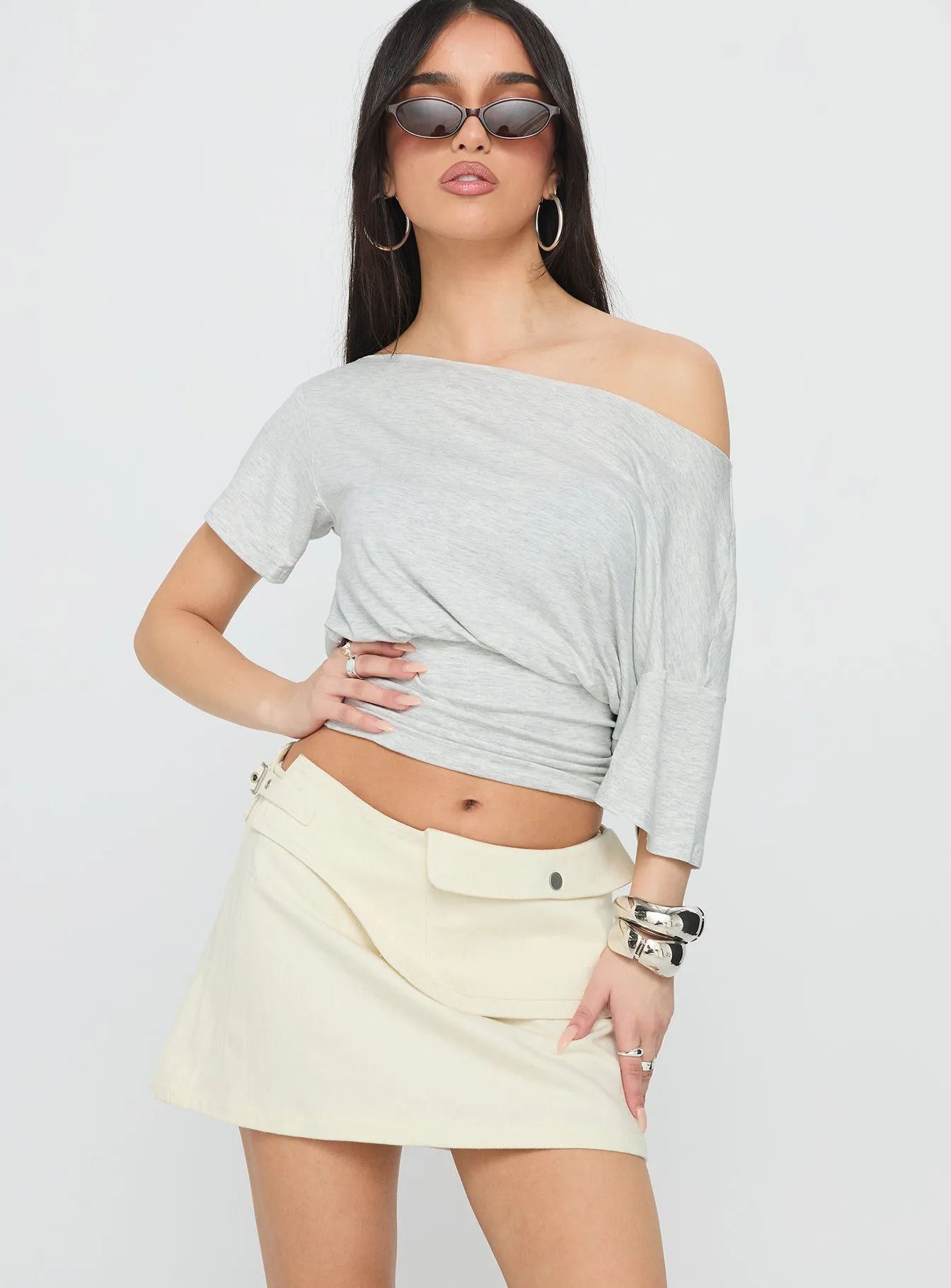 Supersonic Belted Denim Mini Skirt Ivory sold by Princess Polly product image thumbnail 2