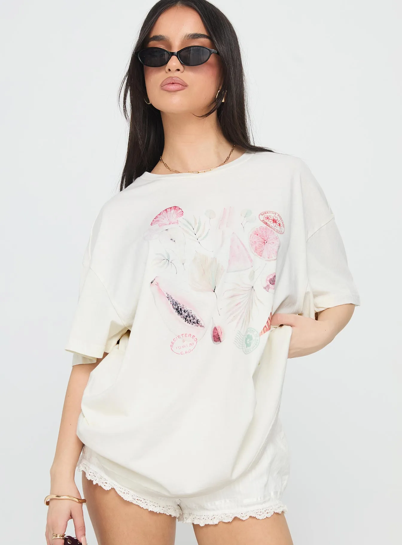 Hawaii Locale Oversized Graphic Tee Marshmellow sold by Princess Polly product image thumbnail 2