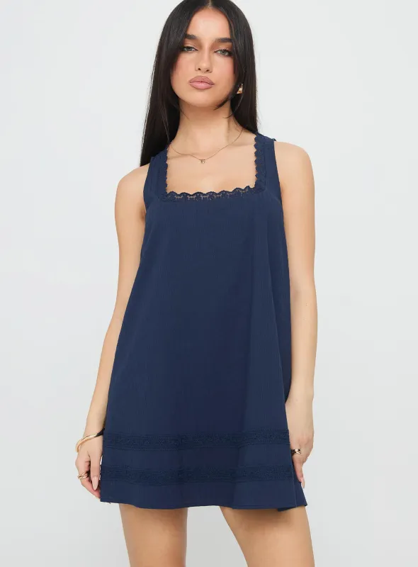Alanah Mini Dress Navy sold by Princess Polly
