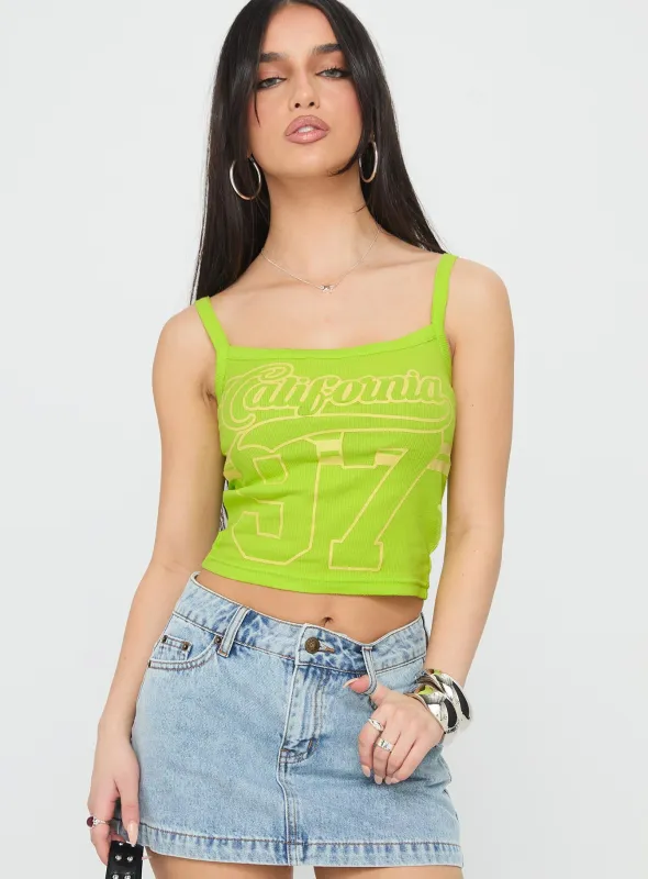 California 97 Sport Graphic Top Green sold by Princess Polly