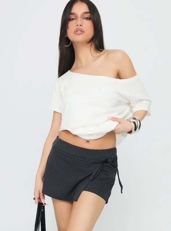 No Angel Wrap Skort Grey Pinstripe sold by Princess Polly