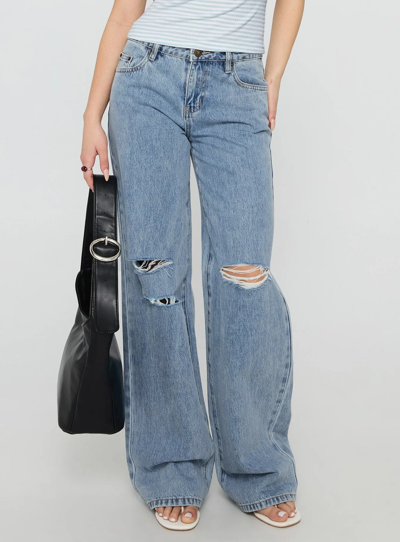 Kadison Low Rise Straight Leg Jeans Mid Wash Blue sold by Princess Polly product image thumbnail 2