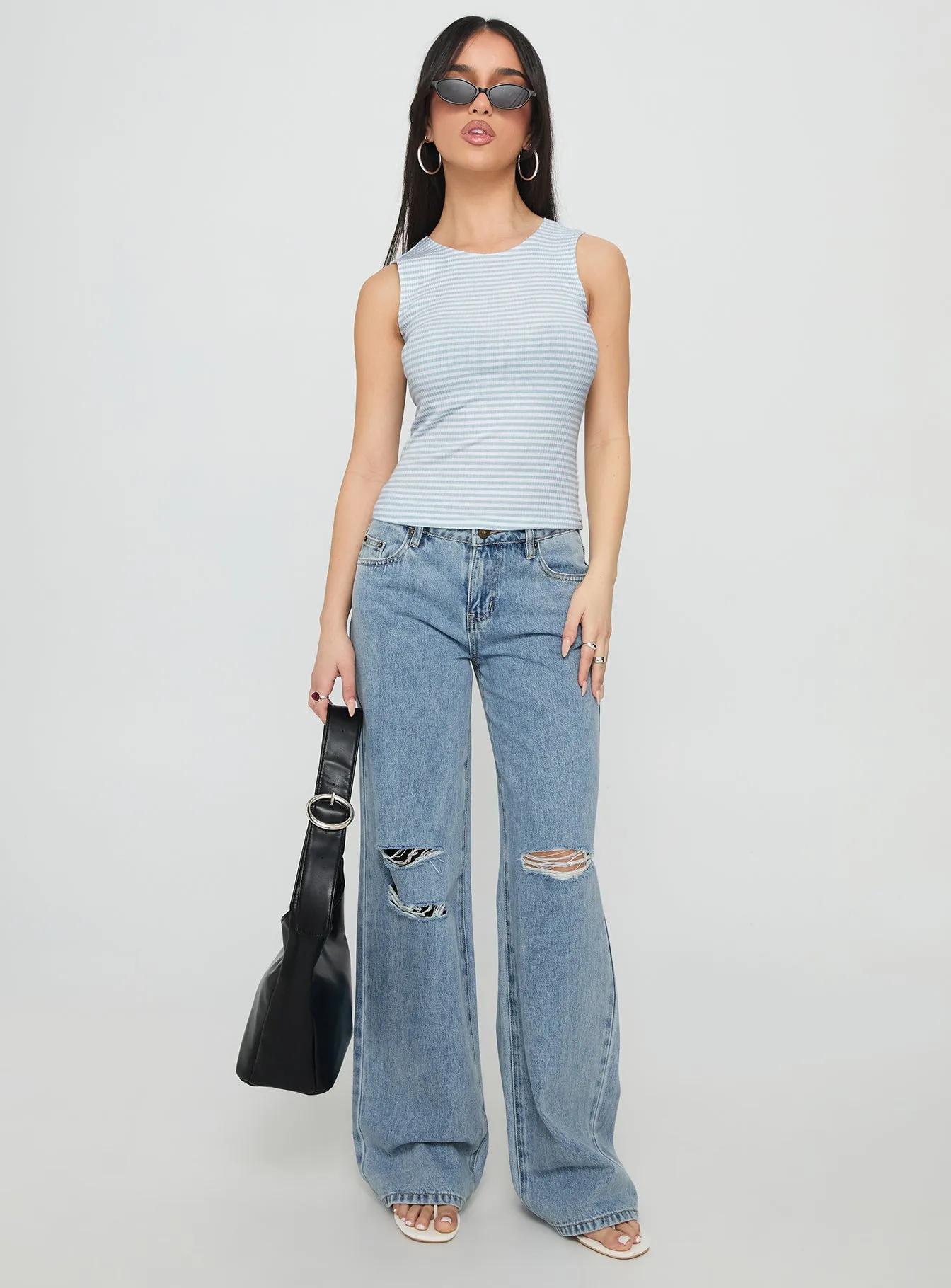 Kadison Low Rise Straight Leg Jeans Mid Wash Blue sold by Princess Polly product image thumbnail 3