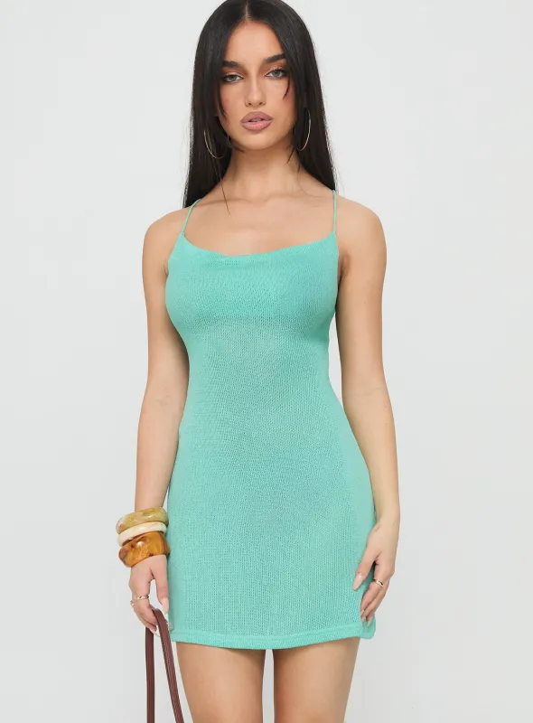 Cote Mini Dress Aqua sold by Princess Polly