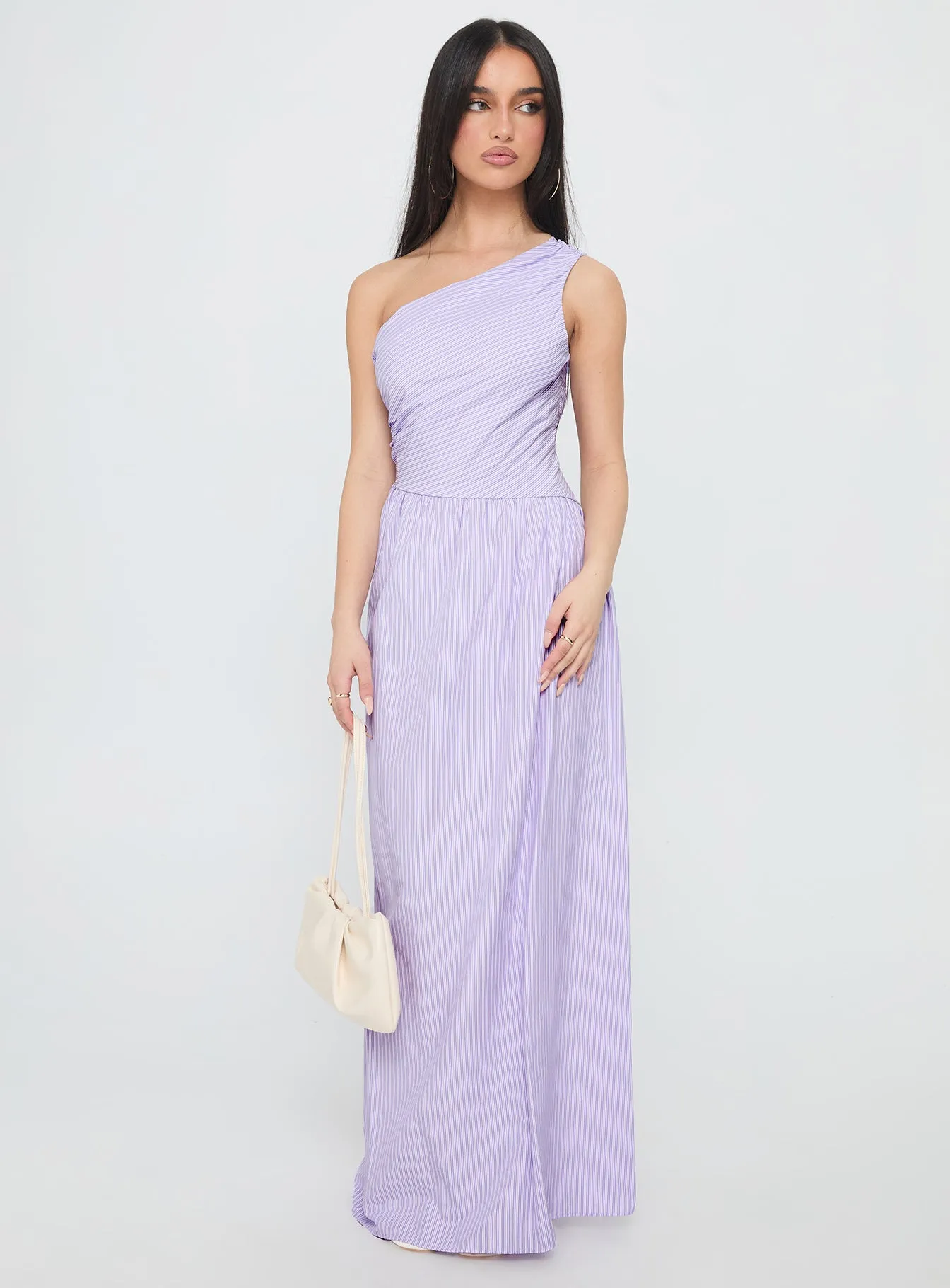 Allicia One Shoulder Maxi Dress Purple sold by Princess Polly