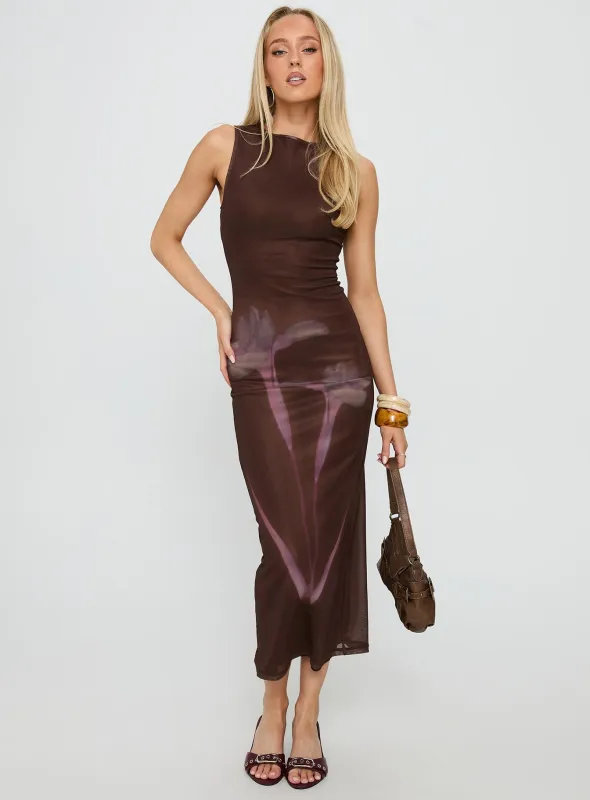 Fayola Maxi Dress Floral Brown sold by Princess Polly