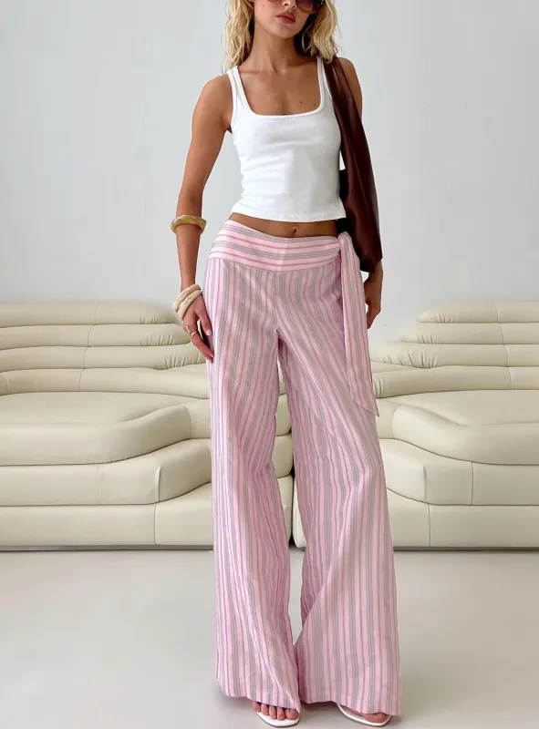 Wave Dancer Tie Pant Pink Stripe sold by Princess Polly